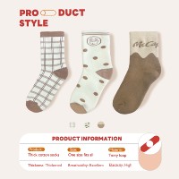 Chaussettes en coton épais fantaisie en gros, chaussettes de sport à boucle, chaussettes décontractées à la mode pour la maison, chaussettes mi-longues pour adolescents