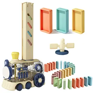 Электрические Детские автоматические игрушки для укладки домино и штабелирования, поезд домино для подарка детям
