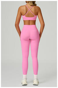 ชุดกางเกงกีฬาขา V สำหรับผู้หญิง,กางเกงเลกกิ้งกีฬาแบบมีกระเป๋ายอดนิยมชุดออกกำลังกายเล่นโยคะ - Product Image 6