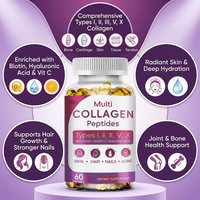 Complément alimentaire OEM Pure Marine Collagen Peptides Vitamine C pour la peau, les cheveux et les ongles, Vital Proteins Multi Collagen en capsules molles avec biotine