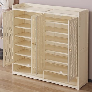 Tall Upright Shoe Cabinet With Doors Multi Layer Storage For Entryway Hallway Large Capacity Sneakers Boots High Heels Standing - Product Image 1