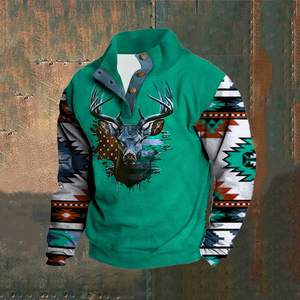 OEM <span class=keywords><strong>felpa</strong></span> <span class=keywords><strong>con</strong></span> cappuccio a sublimazione in stile occidentale <span class=keywords><strong>con</strong></span> collo alto <span class=keywords><strong>con</strong></span> <span class=keywords><strong>bottoni</strong></span> Patchwork <span class=keywords><strong>felpa</strong></span> Pullover da uomo - Product Image 3