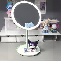 Miroir cosmétique LED rechargeable compact avec commande tactile, 3 modes, miroir de maquillage avec base de rangement amovible