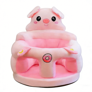 Asiento de aprendizaje para bebés de peluche de cerdo rosa personalizado, sofá de entrenamiento anti-vuelco para bebés con bordado de donut - Product Image 2