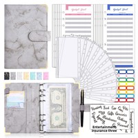 Carnet de notes A6 en cuir PU à motif marbré, reliure à 6 trous, pour budget et cadeaux, idéal pour l'exportation transfrontalière