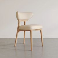 Chaise de salle à manger minimaliste nordique avec siège et dossier rembourrés, pieds en métal noir/bois pour salon moderne L003