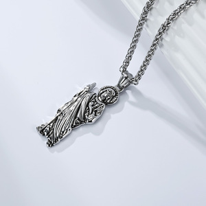 Cross-border yunnique jewelry, St. Jude necklace, street style punk fashion accessories, <b>titanium</b> steel sweater cha - Product Image 3
