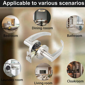 คันโยกประตูทำจากนิกเกิลทำจากผ้าซาตินภายในพร้อมตัวล็อกประตูห้องน้ำทางเดินด้านซ้ายและขวา - Product Image 6