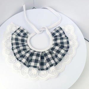 Plaid Print Elastic Pet Bibs Lace Neck Scarf For Dogs Cats Bandanas Red Black Yellow Brown Checker Pattern - Product Image 3