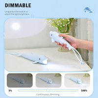 Lampe torche LED rechargeable en silicone en forme de dauphin pour enfants - Lampe de nuit portable d'urgence pour le camping avec porte-clés