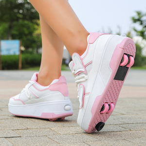 <span class=keywords><strong>Pattini</strong></span> a rotelle unisex a quattro ruote, superficie in pelle PU, impermeabili, resistenti all'usura, con assorbimento degli urti, adatti per adolescenti - Product Image 1