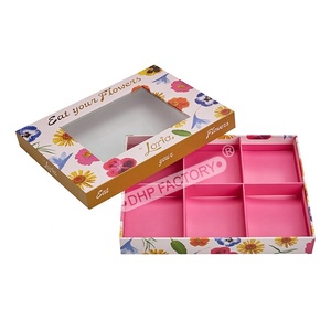 Caja de Embalaje para Galletas con Diseño Floral, Caja de Dos Piezas con Logotipo Estampado en Oro, Inserto de Cartón Gris, Ventana Transparente de PVC, Caja de Regalo - Product Image 3