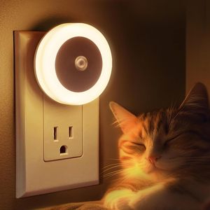 Veilleuses LED rondes de 0,6 W avec capteur de lumière, lampe de nuit enfant à brancher, veilleuse pour chambre à coucher - Product Image 1