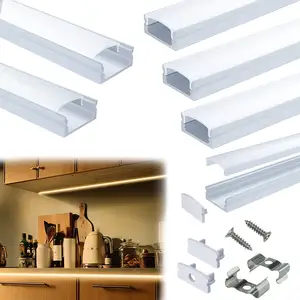 Lampu Strip Bar Profil Aluminium 6063 Perumahan Channel PC Diffuser Cover Dihubungkan Slim Linear Custom LED Aluminium Profil