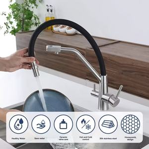 <span class=keywords><strong>Grifo</strong></span> de cocina extraíble de 3 rociadores <span class=keywords><strong>con</strong></span> <span class=keywords><strong>grifo</strong></span> de latón de un solo orificio giratorio de 360 grados para fregadero de cocina para hoteles a precios bajos - Product Image 5