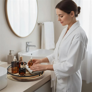 Bandeja Redonda Minimalista de Madera Multifuncional, Bandeja Decorativa de Madera Maciza para Mesa de Centro, Decoración del Hogar - Product Image 5