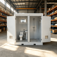 Toilettes mobiles portables WC portatiles avec structure en acier, lavabo et ventilateur pour chantier et ferme