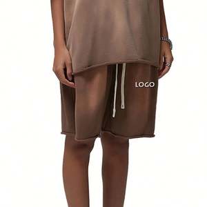 Shorts de sport amples personnalisés en usine pour hommes Casual 360g Light Washed Vintage Mens Shorts - Product Image 4