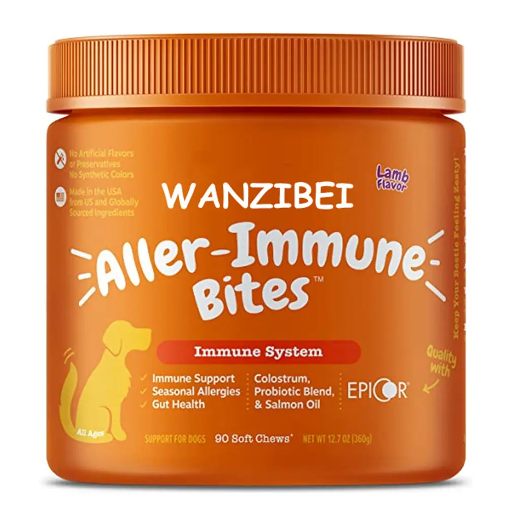 OEM Label Kustom Suplemen Alergi Kekebalan Tubuh untuk Anjing dengan Omega 3 Wild Alaskan Minyak Ikan Salmon Anti Gatal dan Alergi Musiman