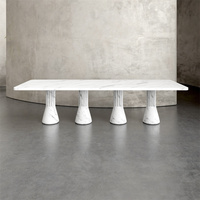 Nouvelle table à manger extensible de luxe scandinave en marbre massif pour 8 personnes, idéale pour la salle à manger à domicile