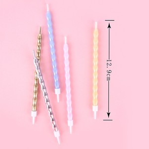 Paris Roman Style Spiral Birthday <b>Candle</b> Pastel Color Paraffin Single <b>Wick</b> Cake Decoration Paper Card Pack - Product Image 2