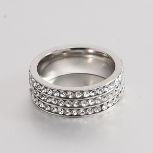 <b>Crystal</b> <b>Ring</b> 8mm Gold Steel Color 3 Rows Channel Setting Round Women's Jewelry Gift - Product Image 3