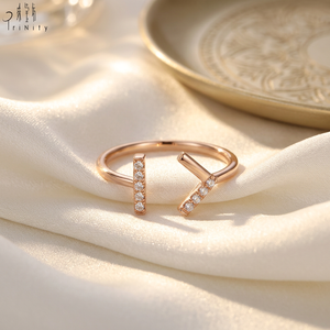 Anillo Apilable Minimalista y Elegante de Alta Calidad, Joyería de Oro Rosa Sólido de 18K con Diamantes Naturales Reales, Venta al Por Mayor - Product Image 6