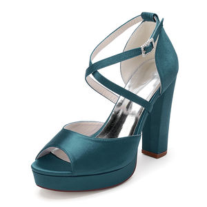 <span class=keywords><strong>Sandalias</strong></span> de tacón alto de varios colores para mujer, <span class=keywords><strong>sandalias</strong></span> de verano con botón de <span class=keywords><strong>plataforma</strong></span> con hebilla gruesa para mujer, zapatos de boda para novia, blanco - Product Image 4