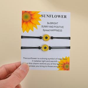 友谊向日葵魅力手链你是我的阳光许愿珠宝小指承诺雏菊魅力情侣配套手链 - Product Image 5