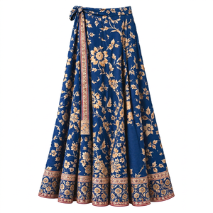 Jupe portefeuille décontractée en soie double couche pour femme, taille haute ajustable, élégante, légère, longueur genou, idéale pour la plage et les vacances d'été - Product Image 1