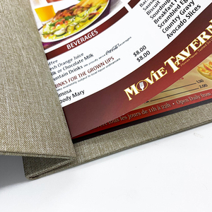 Menu de restaurant de haute qualité en tissu rigide, format A4, avec reliure à vis - Product Image 2