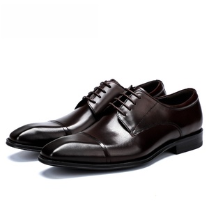 Zapatos de vestir de cuero genuino de diseño para hombres con punta cuadrada impermeable para negocios y ropa casual en talla grande - Product Image 3