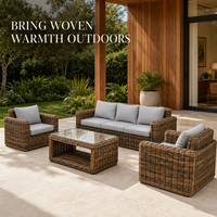 Ensemble de canapés de jardin en rotin d'extérieur, mobilier de terrasse moderne pour espaces résidentiels, commerciaux et de loisirs, vente en gros