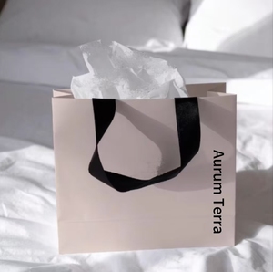 Sac cadeau de luxe en papier texturé blanc avec logo de marque personnalisé, poignée Flexiloop, épaisseur 230 g/m² - Product Image 3