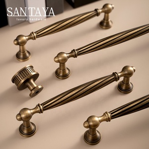 Santaya Solid Antique Brass Handles Spiral Ribbed Drawers <strong>Bedroom</strong> Wardrobes Kitchen Cabinet <strong>Doors</strong> Antique Single Hole <strong>Knobs</strong> - Product Image 1