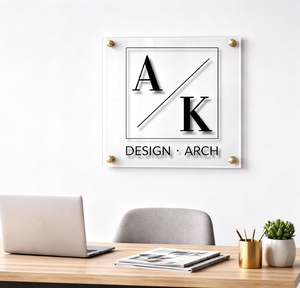Placa de Exibição de Logotipo de Empresa em Acrílico, Suporte Transparente para Sinalização Empresarial Montado na Parede para Escritório, Estúdio e Expositor de Parede - Product Image 1