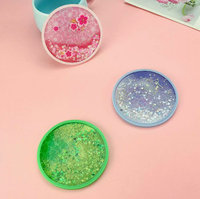 Acrylique Quicksand Sous-verres Creative Silicone Antidérapant Noël Flocon De Neige Sous-verres Mignon Rond Sous-verres Décorations Pour La Maison