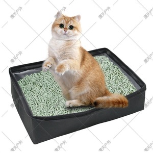 Portable Foldable Waterproof <b>Cat</b> <b>Litter</b> <b>Box</b> Black Polyester Large Capacity <b>Outdoor</b> Travel Durable Easy Clean Odor Control - Product Image 4