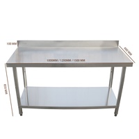 Meja Kerja Dapur Komersial MST Factory Direct SS304 Stainless Steel dengan Rak Bawah, Kaki yang Dapat Disesuaikan, Mudah Dibersihkan