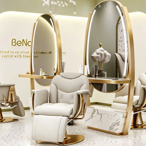 Nuevo Espejo LED Ovalado para Salón de Belleza, Conjunto de Silla de Estilista, Muebles de Salón con Espejo de Maquillaje para Peluquería - Product Image 3