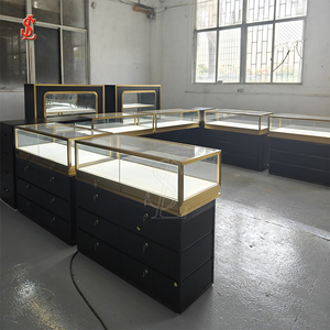 Ensemble de présentoirs à bijoux noir mat de luxe avec éclairage LED localisé, <span class=keywords><strong>vitrine</strong></span> de boutique verrouillable, <span class=keywords><strong>colonne</strong></span> de comptoir - Product Image 3