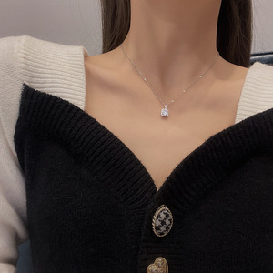 New Korean-style Delicate <b>Copper</b> <b>Chain</b> Micro-set Square Zirconia Minimalist Versatile Elegant Silver Women's Necklace X447 Korea - Product Image 5