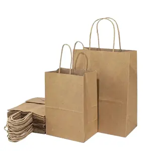Recyclable Big Size Wholesale Price Brown Kraft Paper Bag With Custom Print Logo Shopping Paper Bag