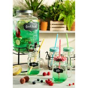 Set Excelsa di 4 tazze Mason Jar con coperchi colorati e cannucce 10x13x7 cm, bicchieri in vetro multicolore - Product Image 6