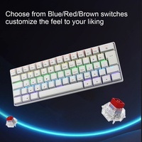 Clavier mécanique de jeu compact HX-JX05, disposition anglaise classique blanche, 60 %, 61 touches, rétroéclairage LED multicolore pour ordinateur