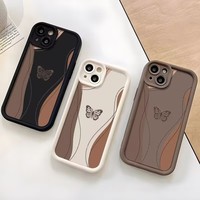 Coques de téléphone portable antichute et antichoc avec motif papillons pour iPhone 17 Air, 16, 15 Plus, Pro Max, 14, 13, 12, 11