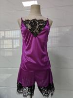 Ensemble de Pyjama Femme Mode Européenne et Américaine Sexy, Dentelle et Satin, Ample et Respirant pour la Maison