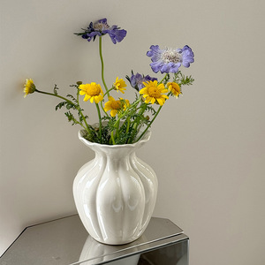 Jarrón de Cerámica Transparente de Lujo Ligero para Decoración del <span class=keywords><strong>Hogar</strong></span>, Arreglo Floral de Escritorio, Cristal Esmaltado para Flores - Product Image 2