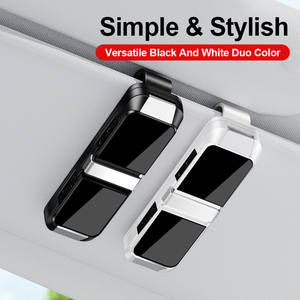Aksesori Interior mobil klip berkepala ganda, pemegang cermin pelindung matahari dengan pengatur kartu tiket klip kacamata ABS - Product Image 5