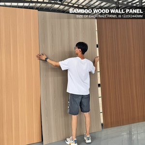 Panneau mural en <span class=keywords><strong>bois</strong></span> grainé, prix d'usine OEM, placage de <span class=keywords><strong>bois</strong></span> de charbon de bambou, revêtement décoratif intérieur pour hôtel et espace commercial - Product Image 1